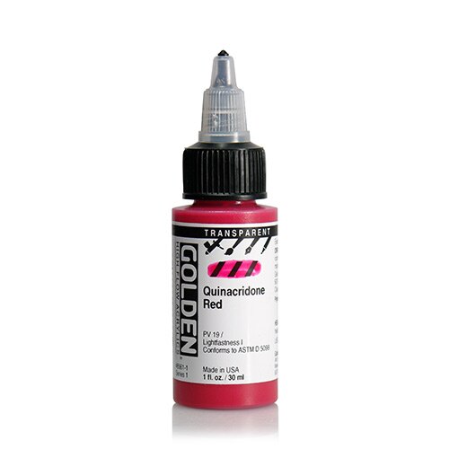 Golden High Flow Acrylic Paint 1oz_Transparent Quinacridone Red